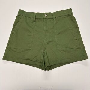 J Crew Utility Chino Shorts‎ Women Size 28 High Waist Safari Beachy Preppy Green